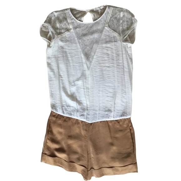 Maje Romper Playsuit Lace Trim Top with cuffed shorts - Picture 1 of 2